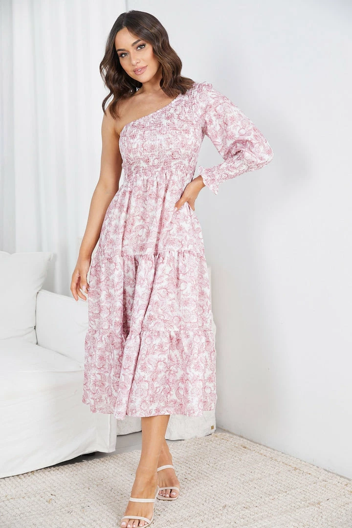 Qtrend Fashion PTY LTD Alarica Dress - Burgundy Print DRESSES 3 Qtrend Fashion PTY LTD Alarica Dress - Burgundy Print DRESSES