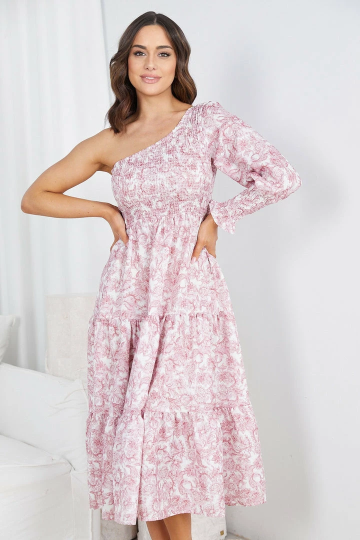 Qtrend Fashion PTY LTD Alarica Dress - Burgundy Print DRESSES 7 Qtrend Fashion PTY LTD Alarica Dress - Burgundy Print DRESSES