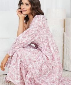 Qtrend Fashion PTY LTD Alarica Dress - Burgundy Print DRESSES 14 Qtrend Fashion PTY LTD Alarica Dress - Burgundy Print DRESSES