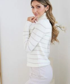 Spicy Sugar CLOTHING Aldie Knit - White Stripe