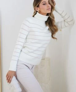 Spicy Sugar CLOTHING Aldie Knit - White Stripe