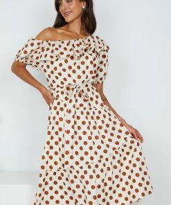 Pink Diamond Midi Dresses Alvarez Dress - Brown Polka