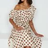 Pink Diamond Midi Dresses Alvarez Dress - Brown Polka