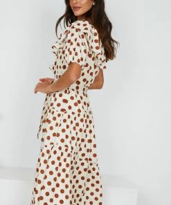 Pink Diamond Midi Dresses Alvarez Dress - Brown Polka