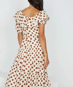 Pink Diamond Midi Dresses Alvarez Dress - Brown Polka