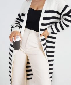 Miracle Fashion CLOTHING Amiaty Cardigan - Cream Stripe