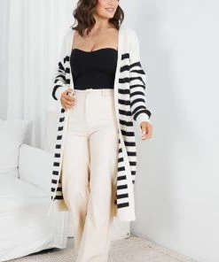 Miracle Fashion CLOTHING Amiaty Cardigan - Cream Stripe