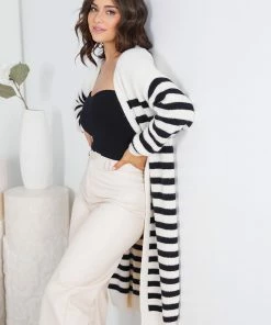Miracle Fashion CLOTHING Amiaty Cardigan - Cream Stripe