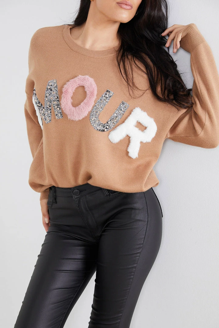 Miracle Fashion Amour Jumper - Brown CLOTHING 6 Miracle Fashion Amour Jumper - Brown CLOTHING