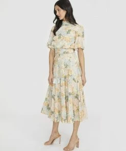 WE ARE KINDRED Anita Broiderie Crop Blouse - Mint Floral CLOTHING