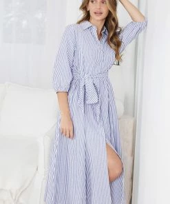WeLove Fashion DRESSES Antonette Dress - Blue Stripe