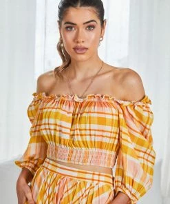 White Closet Maternity Dresses Argie Top - Yellow Print