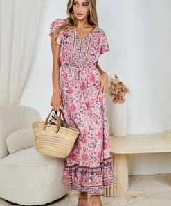 HQ Fashion Arthea Dress - Pink Print DRESSES