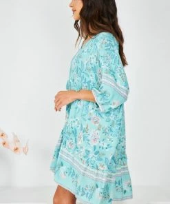 HQ Fashion DRESSES Aurina Dress - Aqua Print