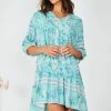 HQ Fashion DRESSES Aurina Dress - Aqua Print 1 HQ Fashion DRESSES Aurina Dress - Aqua Print