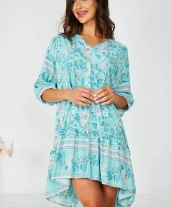 HQ Fashion DRESSES Aurina Dress - Aqua Print