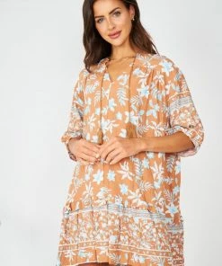 HQ Fashion DRESSES Aurina Dress - Brown Multi