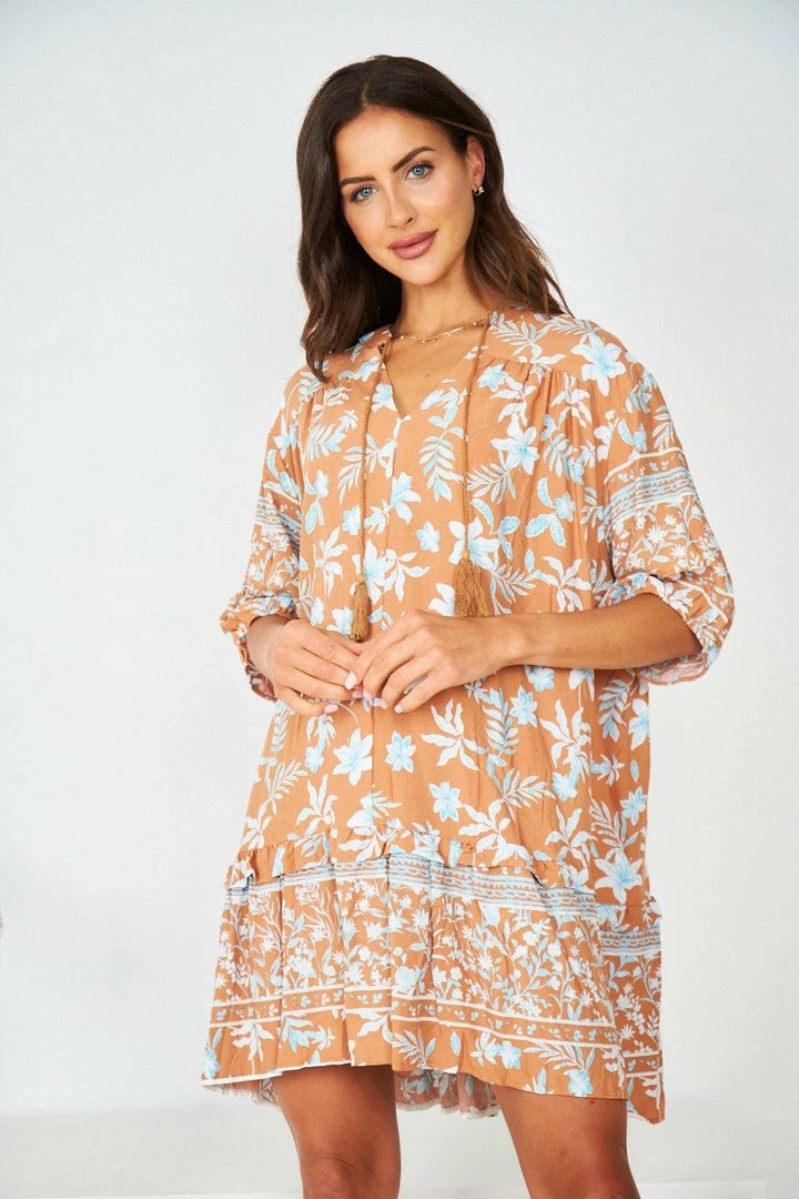 HQ Fashion DRESSES Aurina Dress - Brown Multi 3 HQ Fashion DRESSES Aurina Dress - Brown Multi