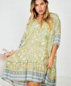 HQ Fashion Aurina Dress - Green Multi