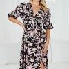 YH & Co (Chloe Yip) Aviona Dress - Black Floral DRESSES