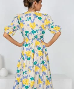 YH & Co (Chloe Yip) Aviona Dress - Beige Floral