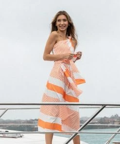Reverse Dolores Dress - Orange Stripe DRESSES