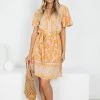 Rock Denim Shimma Dress - Orange Print DRESSES