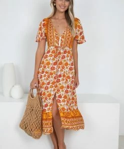 HQ Fashion Ersilia Dress - Mustard Print