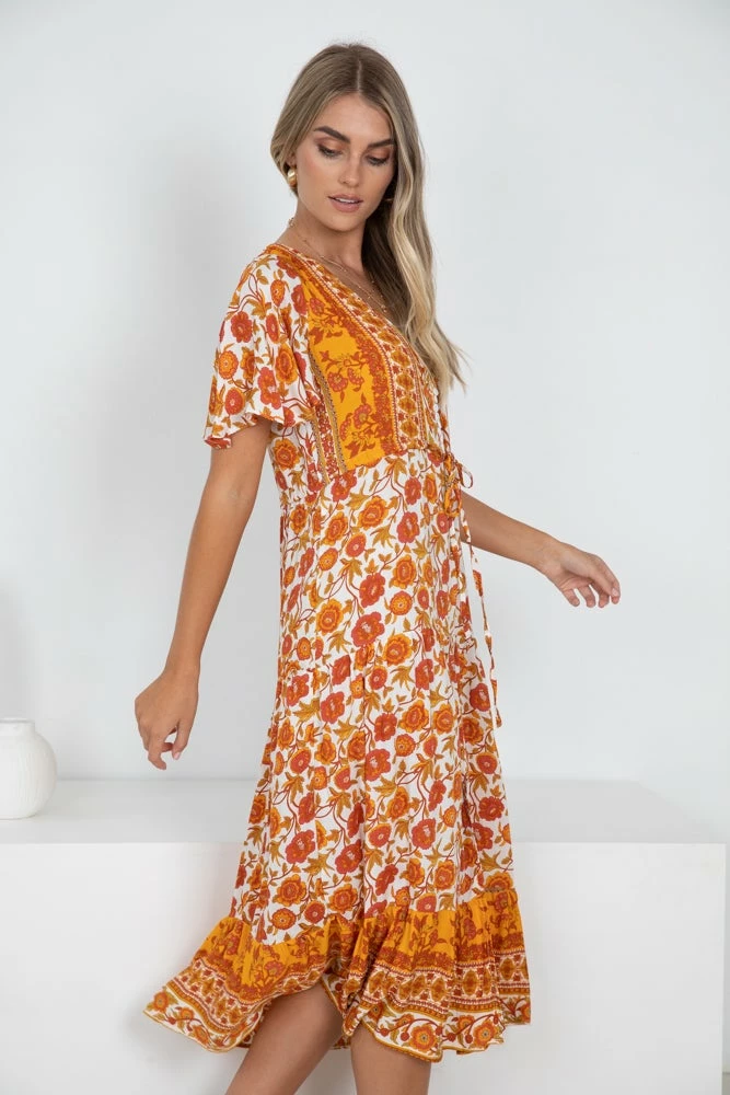 HQ Fashion Ersilia Dress - Mustard Print 5 HQ Fashion Ersilia Dress - Mustard Print