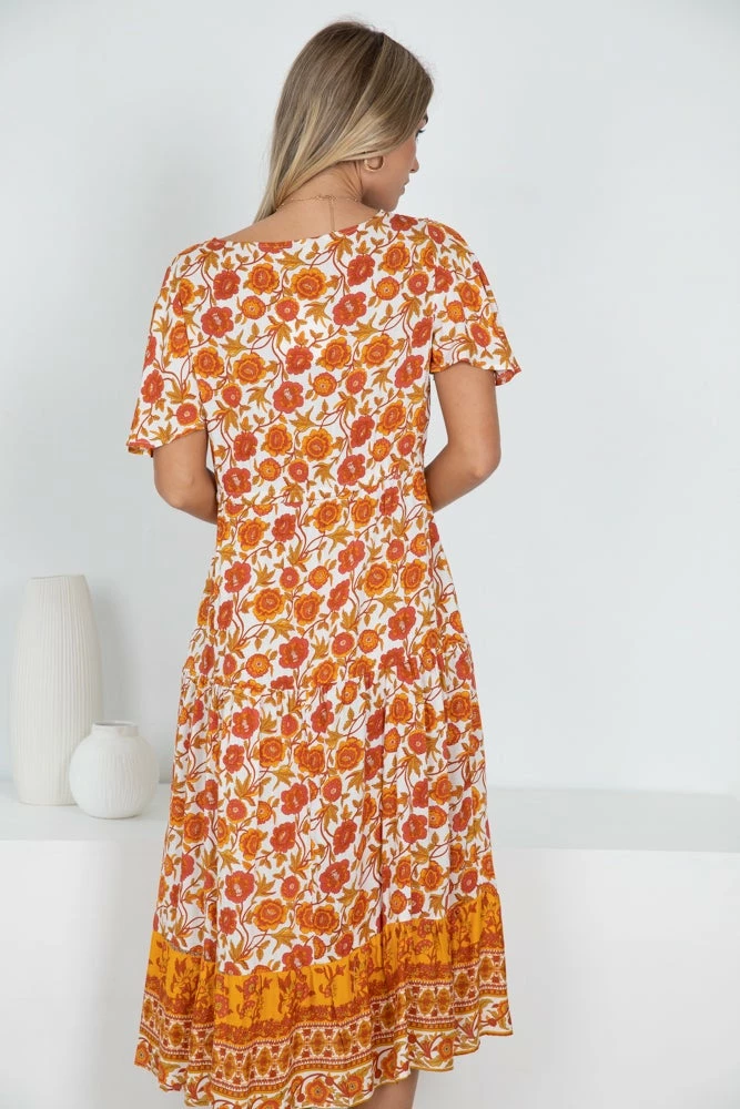 HQ Fashion Ersilia Dress - Mustard Print 4 HQ Fashion Ersilia Dress - Mustard Print