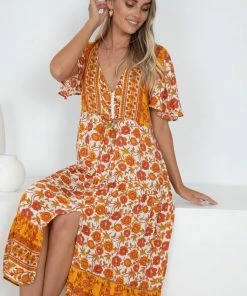 HQ Fashion Ersilia Dress - Mustard Print 11 HQ Fashion Ersilia Dress - Mustard Print