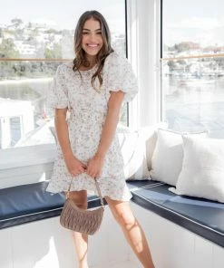 Pink Diamond Kestrel Dress - Beige Print DRESSES