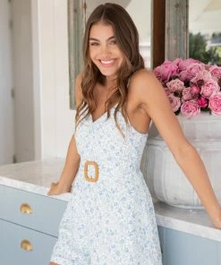 Style Box CLOTHING Nichola Playsuit - Blue Floral