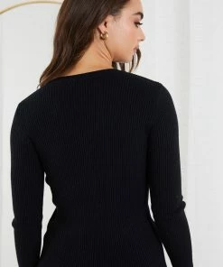 Red Berry CLOTHING Basa Knit Top - Black