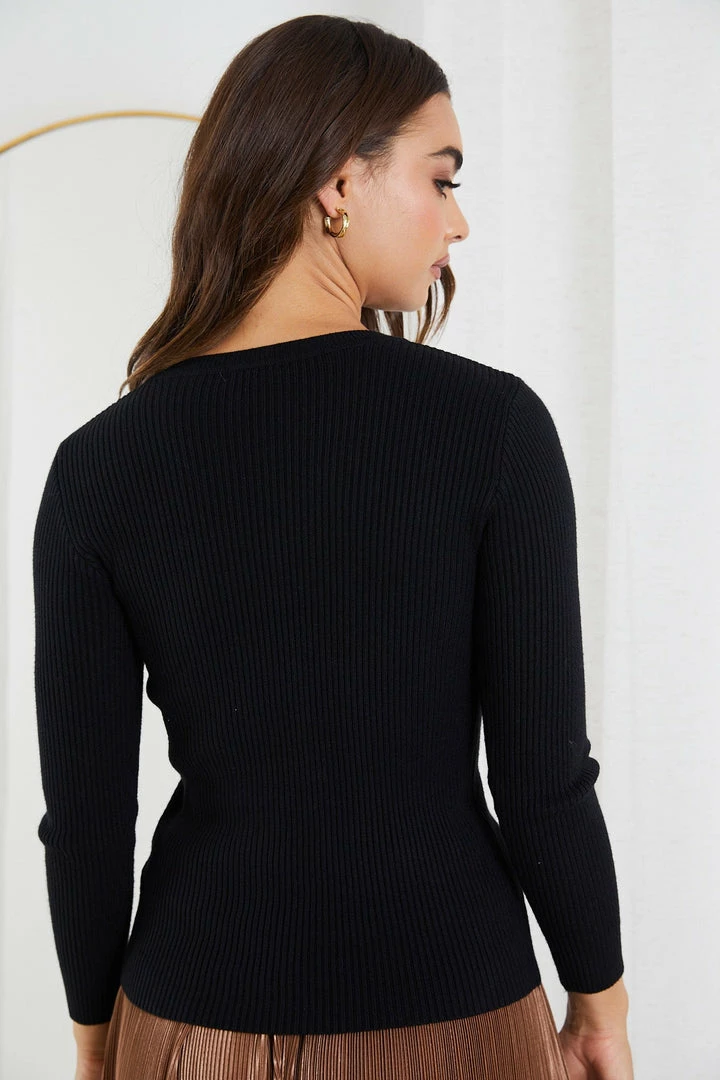 Red Berry CLOTHING Basa Knit Top - Black 4 Red Berry CLOTHING Basa Knit Top - Black