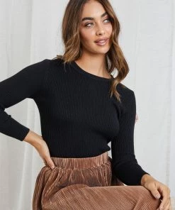 Red Berry CLOTHING Basa Knit Top - Black