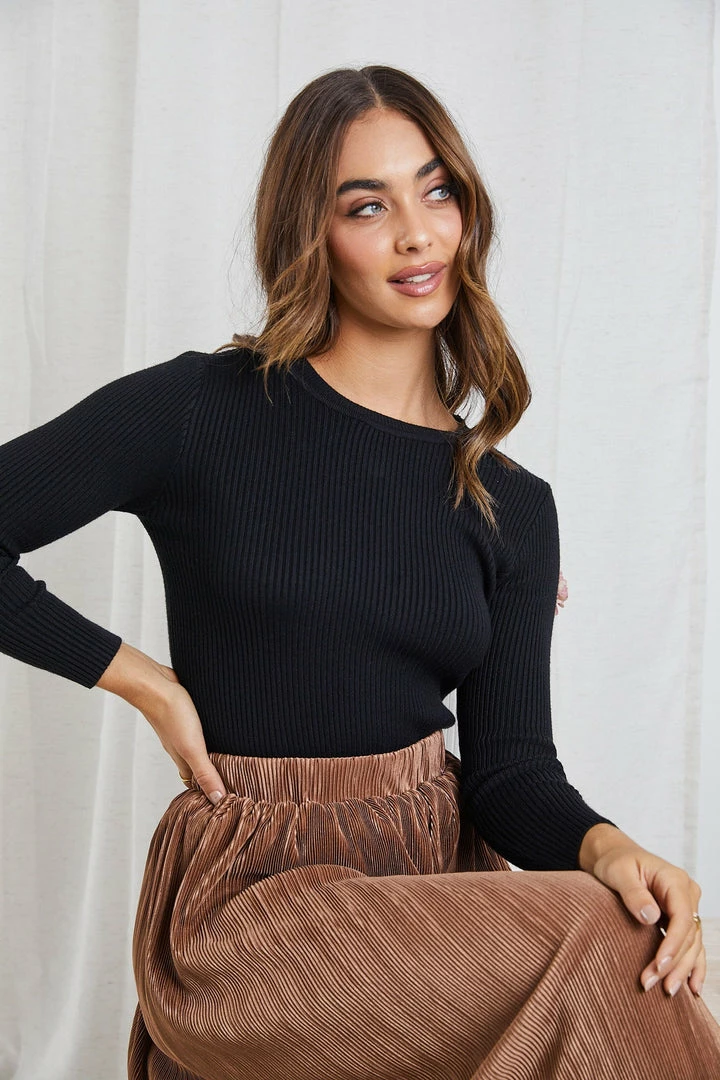 Red Berry CLOTHING Basa Knit Top - Black 3 Red Berry CLOTHING Basa Knit Top - Black