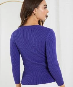 Red Berry CLOTHING Basa Knit Top - Deep Purple