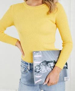 Red Berry Basa Knit Top - Mustard CLOTHING