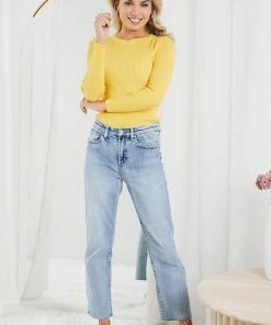 Red Berry Basa Knit Top - Mustard CLOTHING