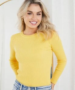Red Berry Basa Knit Top - Mustard CLOTHING