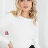 Red Berry Basa Knit Top - White CLOTHING