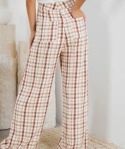 White Closet Bee Pants - Beige Check CLOTHING