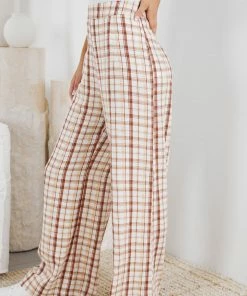 White Closet Bee Pants - Beige Check CLOTHING