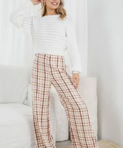 White Closet Bee Pants - Beige Check CLOTHING