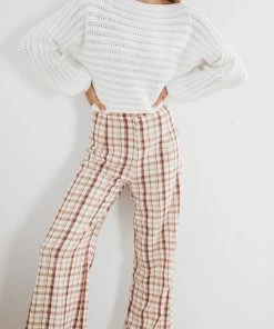 White Closet Bee Pants - Beige Check CLOTHING