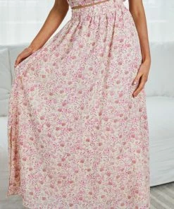 Pink Diamond CLOTHING Belen Skirt - Pink Floral