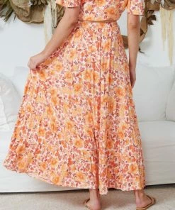 Rock Denim Benedicta Skirt - Orange Floral Maternity Dresses