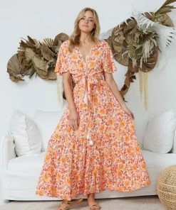 Rock Denim Benedicta Skirt - Orange Floral Maternity Dresses