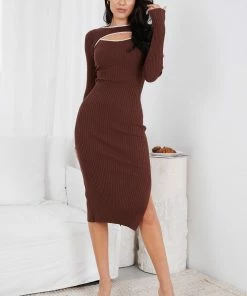 Style Box Bentlene Knit Dress - Chocolate